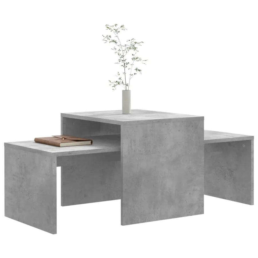 Ensemble de table basse Gris béton 100x48x40 cm Bois ingénierie - 3