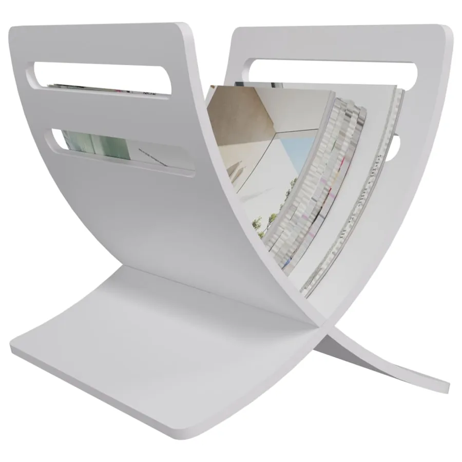 Porte-revue en bois sur pied Blanc - 4