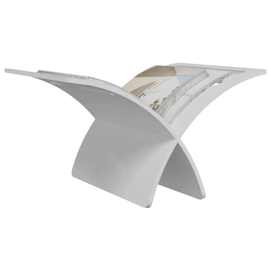 Porte-revue en bois sur pied Blanc - 5