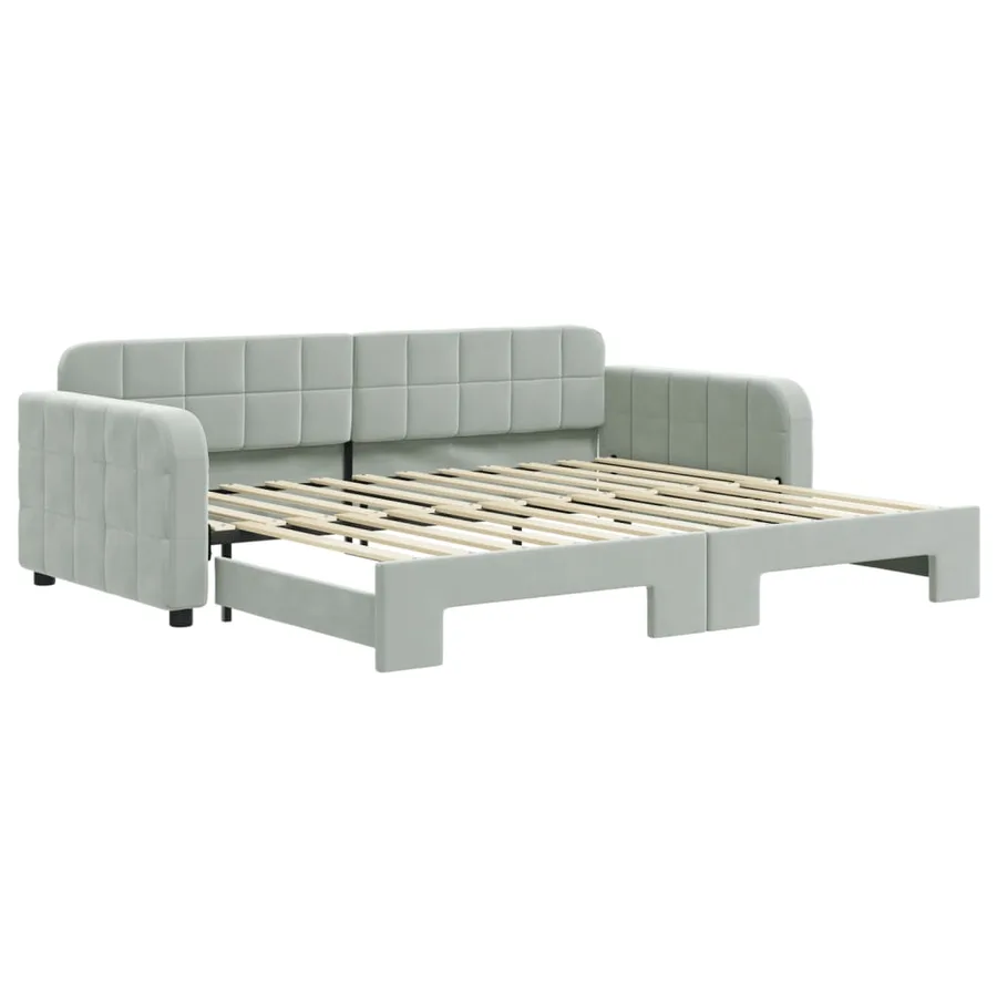 Lit de jour avec gigogne sans matelas gris clair 90x200 cm - 2