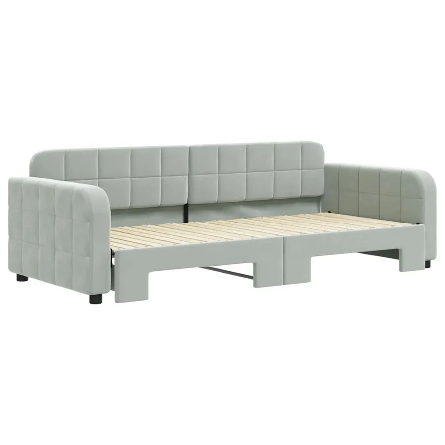 Lit de jour avec gigogne sans matelas gris clair 90x200 cm - 3