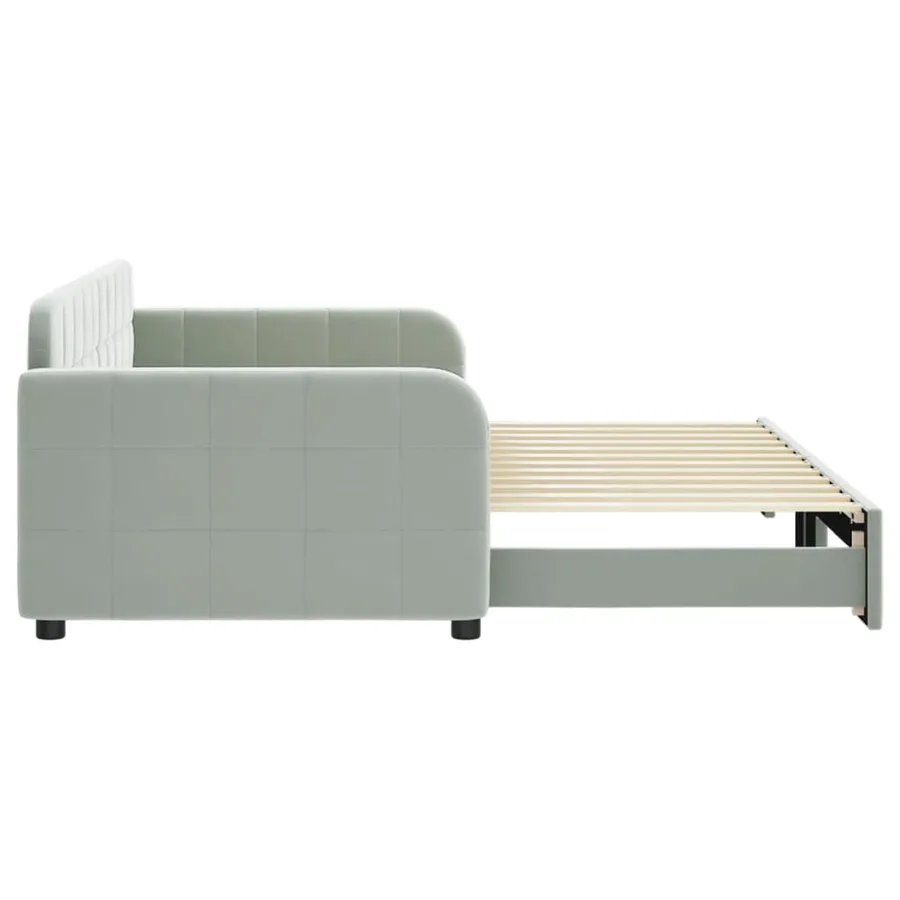 Lit de jour avec gigogne sans matelas gris clair 90x200 cm - 4
