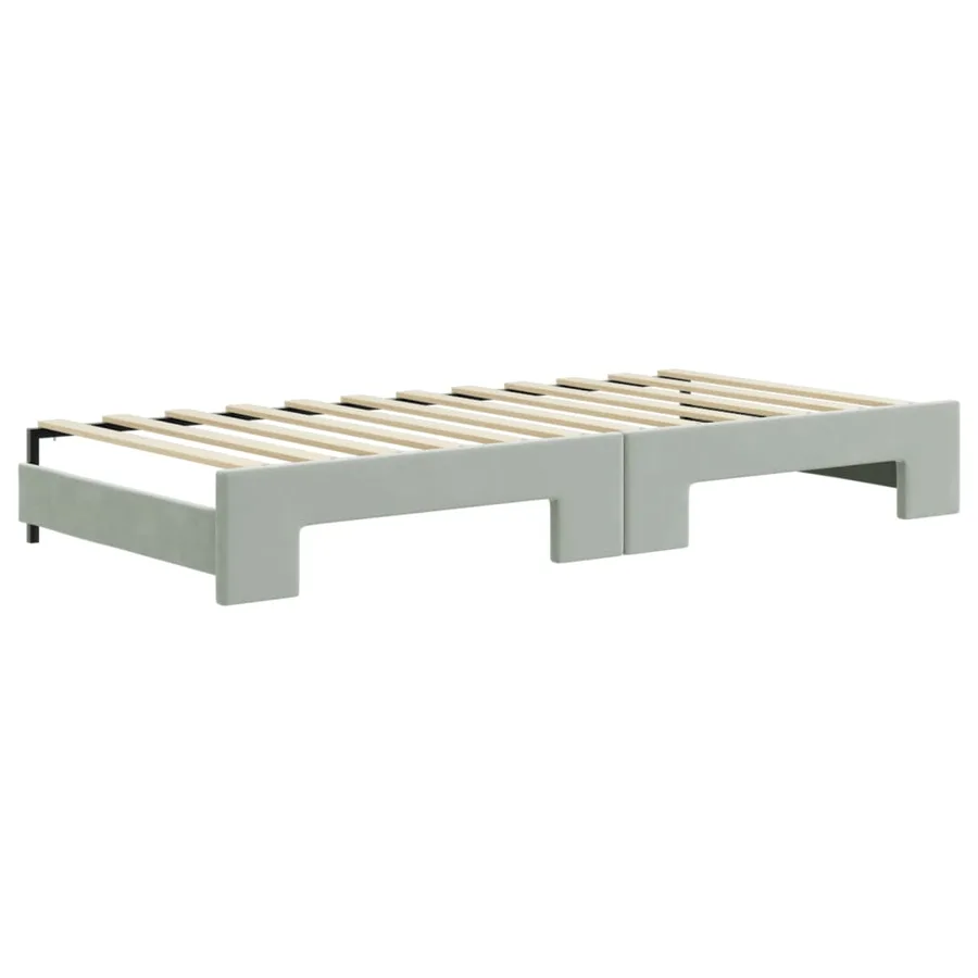 Lit de jour avec gigogne sans matelas gris clair 90x200 cm - 8
