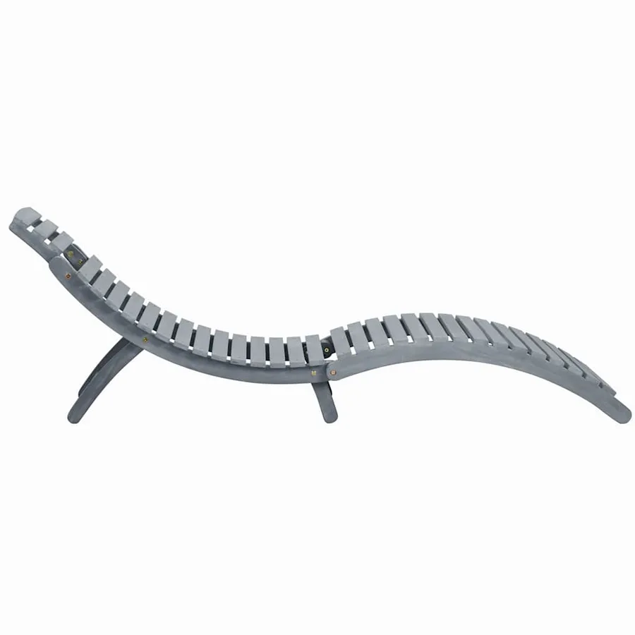 Chaise longue avec coussin Gris Bois d'acacia solide - 4