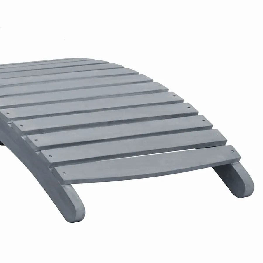 Chaise longue avec coussin Gris Bois d'acacia solide - 8