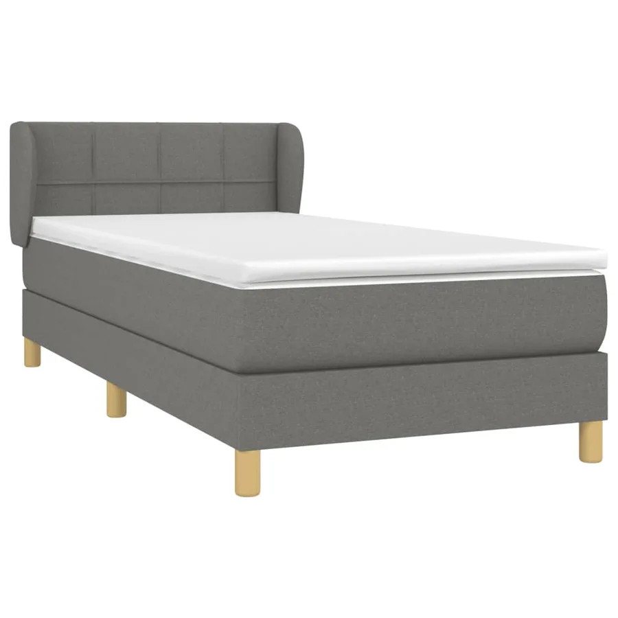 Sommier à lattes de lit et matelas Gris foncé 90x190 cm Tissu - 3