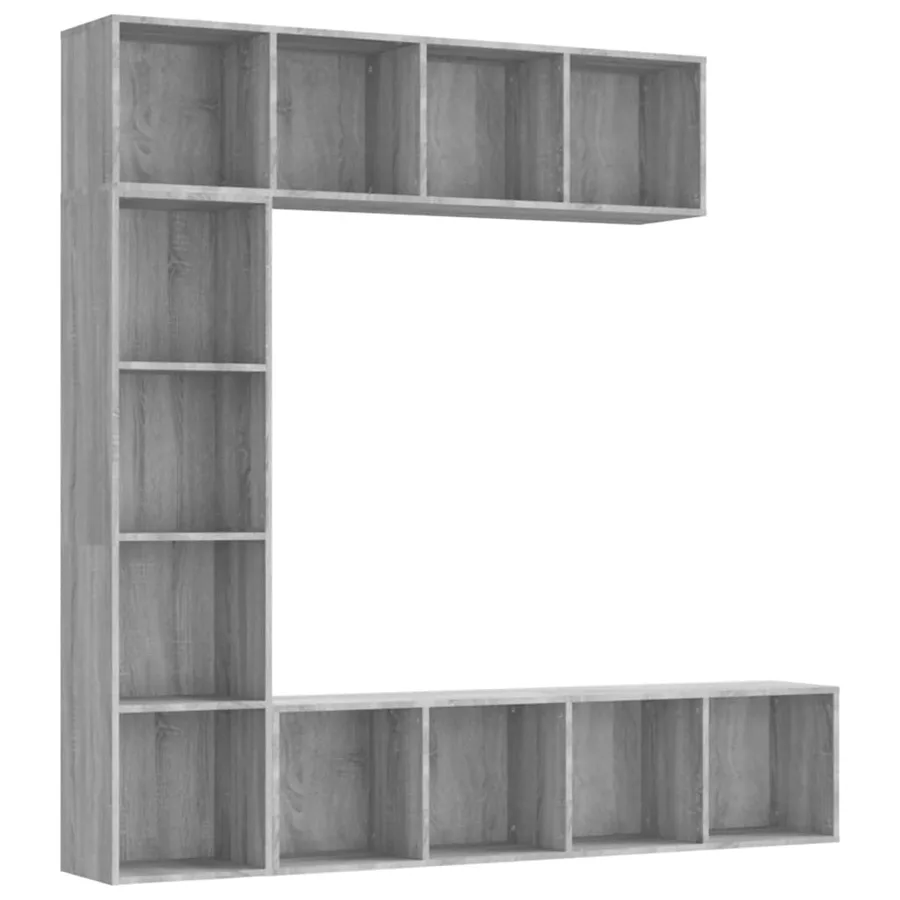 Ensemble bibliothèque/meuble TV 3 pcs Sonoma gris 180x30x180 cm - 2