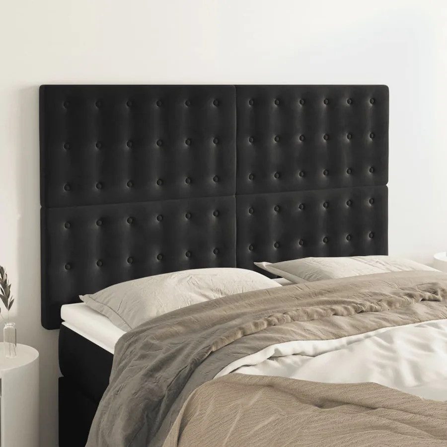 Tête de lit Noir 144x5x118/128 cm Velours