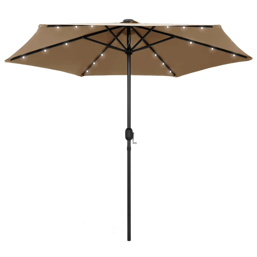 Parasol de jardin avec lumières LED et mât en aluminium taupe