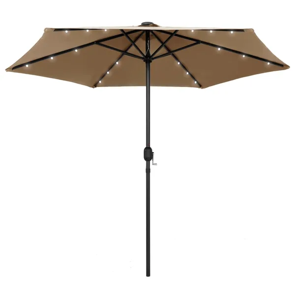 Parasol de jardin avec lumières LED et mât en aluminium taupe