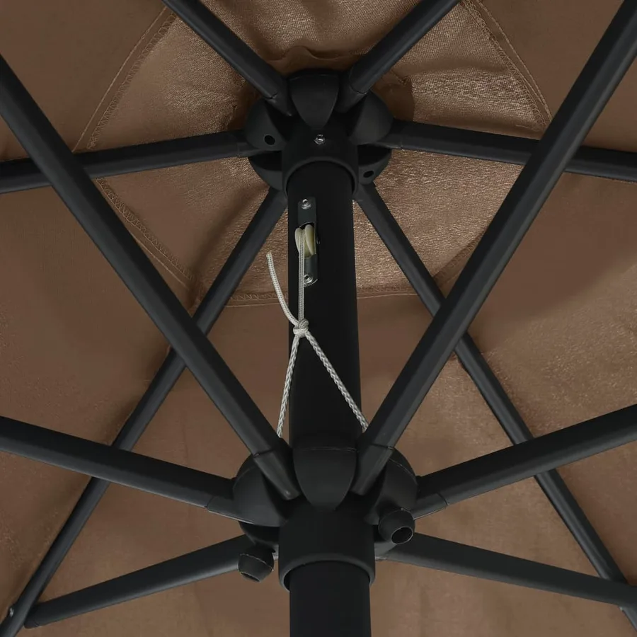 Parasol de jardin avec lumières LED et mât en aluminium taupe - 5