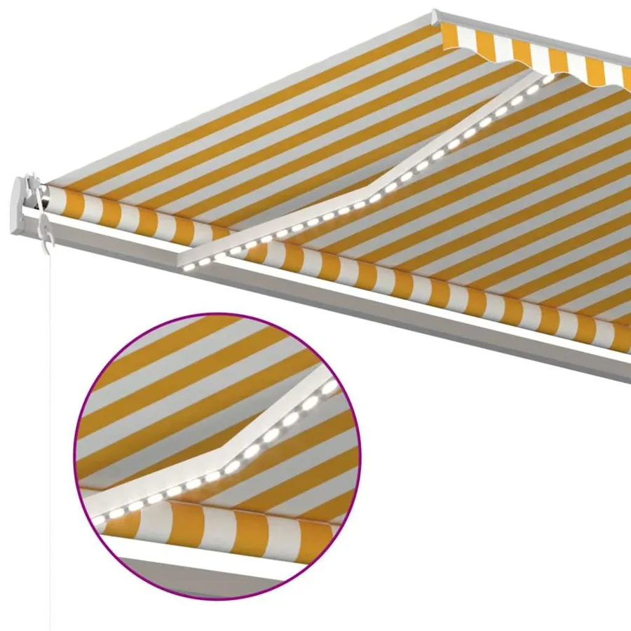 Auvent automatique capteur de vent/LED 500x300cm Jaune et blanc - 4