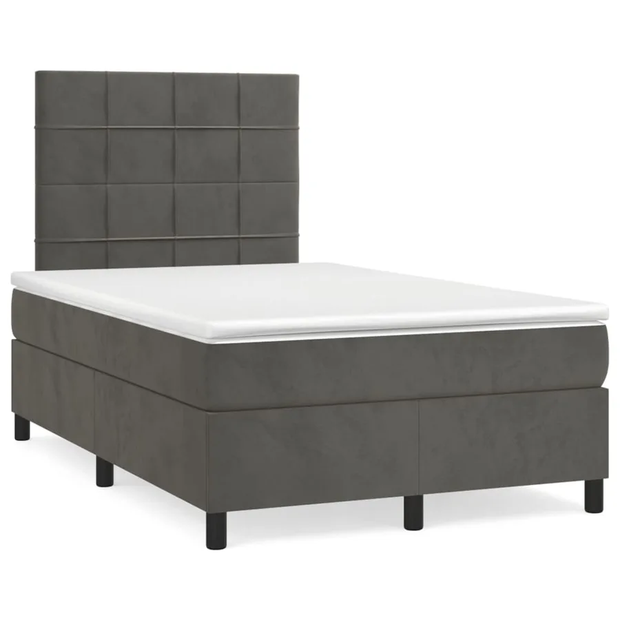 Sommier à lattes de lit et matelas Gris foncé 120x200cm Velours - 2