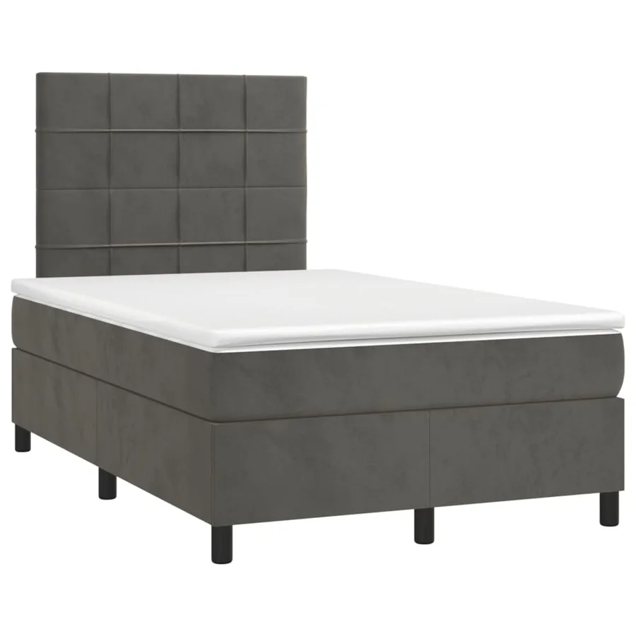 Sommier à lattes de lit et matelas Gris foncé 120x200cm Velours - 3