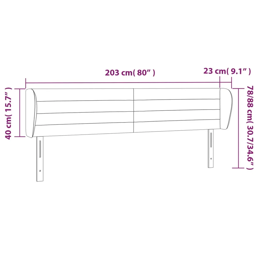 Tête de lit avec oreilles Rose 203x23x78/88 cm Velours - 9
