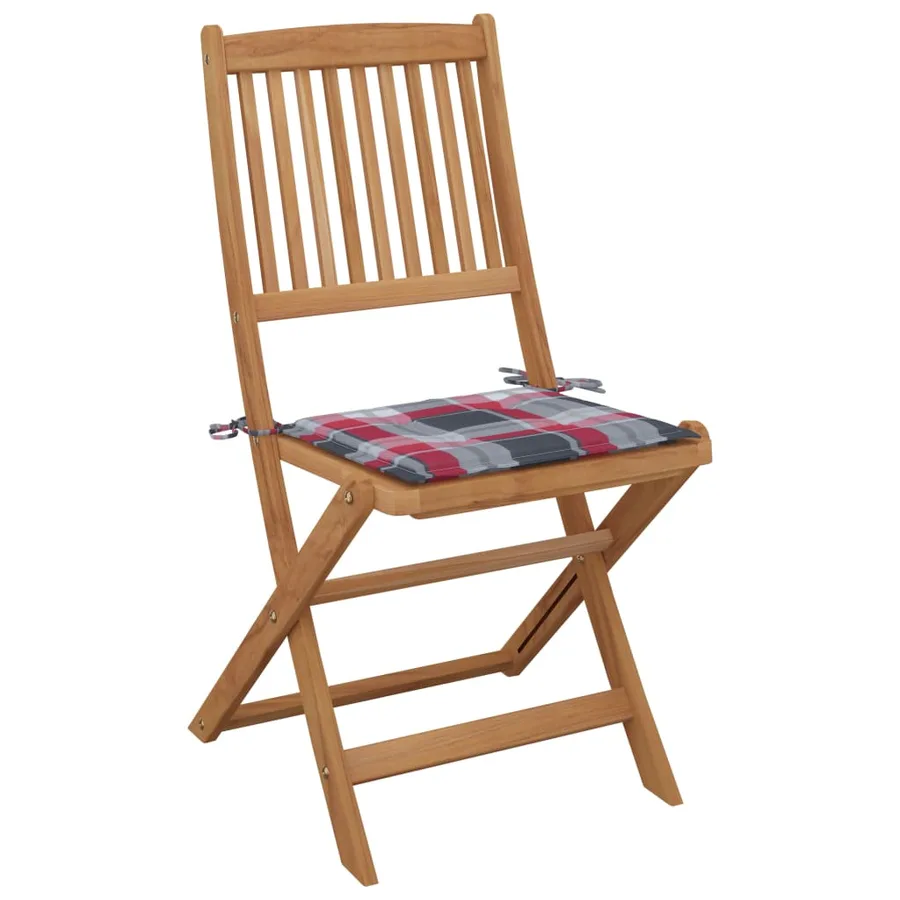 Chaises pliables de jardin lot de 6 avec coussins Bois d'acacia - 3