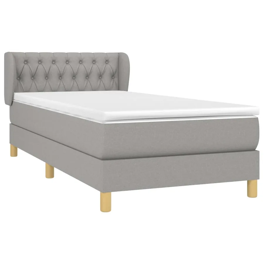 Sommier à lattes de lit avec matelas Gris clair 90x200 cm Tissu - 3