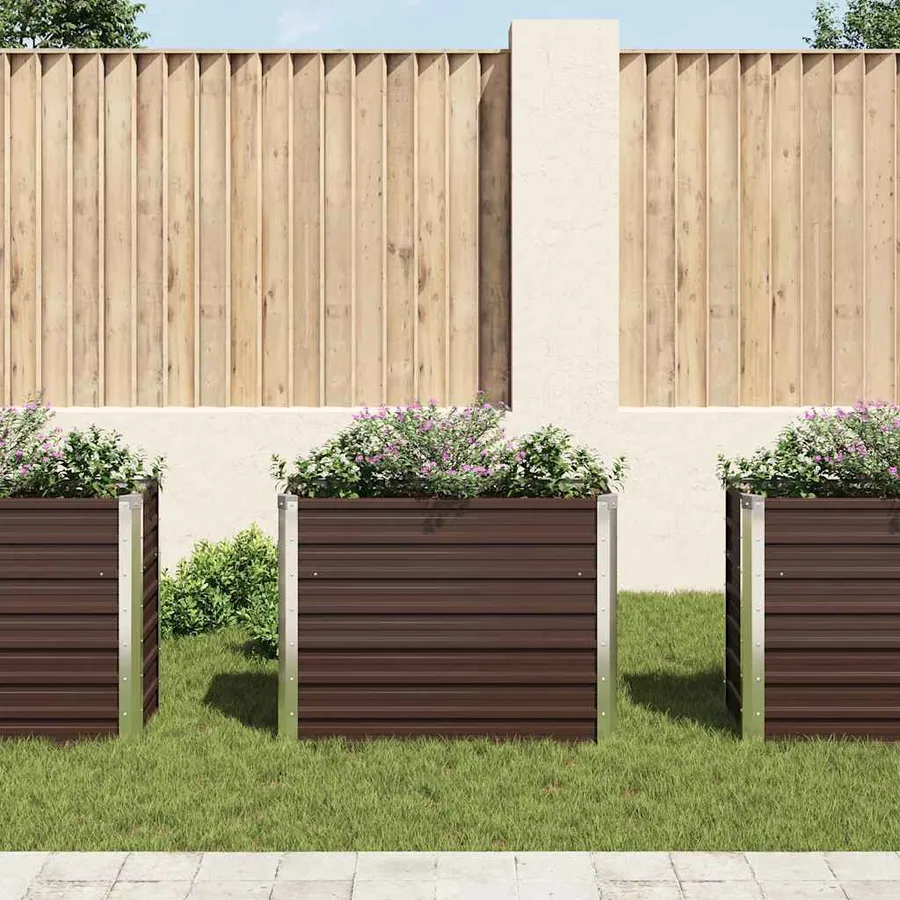 Lit surélevé de jardin Marron 100x40x77 cm Acier galvanisé - 3