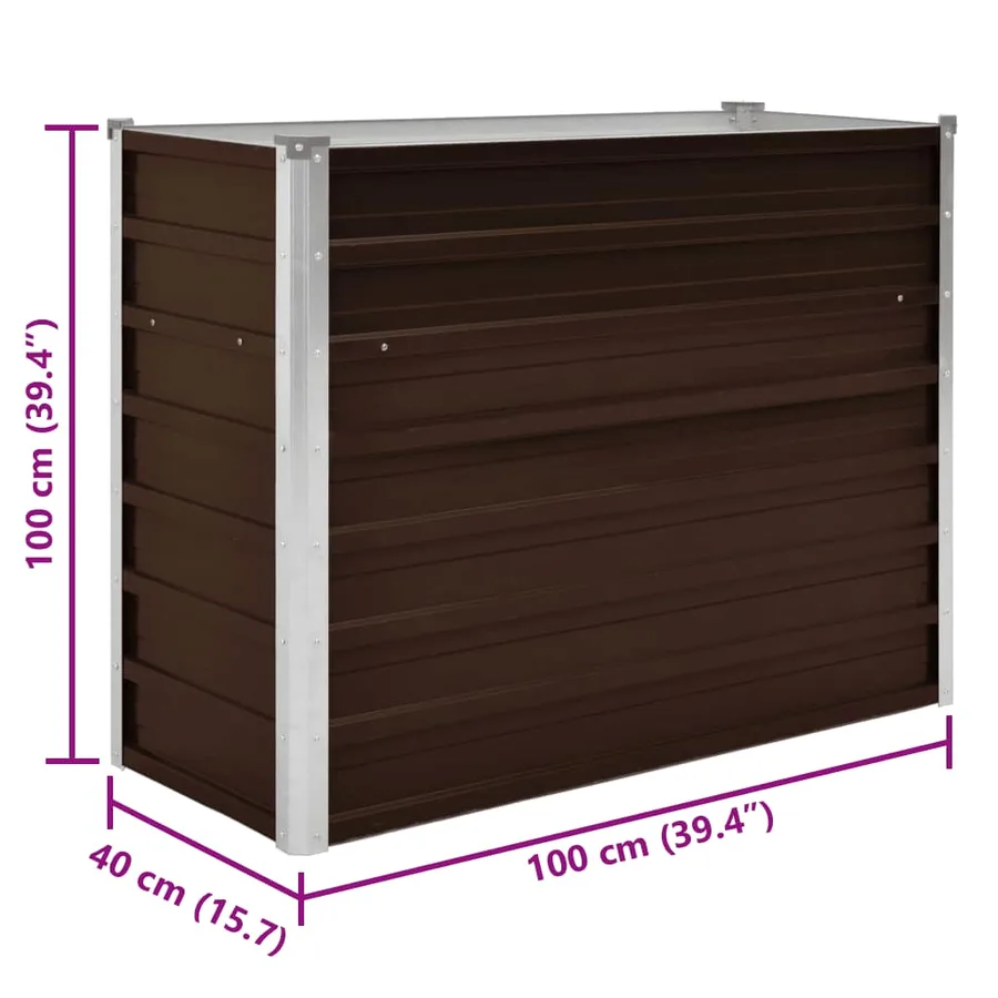 Lit surélevé de jardin Marron 100x40x77 cm Acier galvanisé - 8