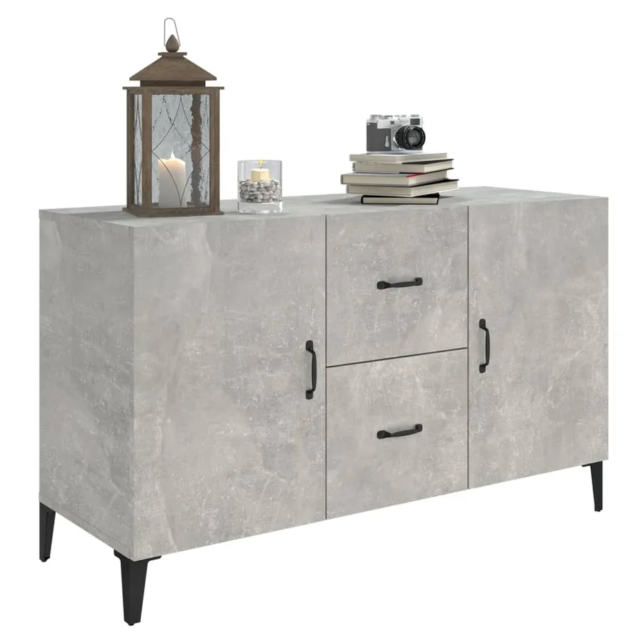 Buffet gris béton 100x36x60 cm bois d'ingénierie - 4