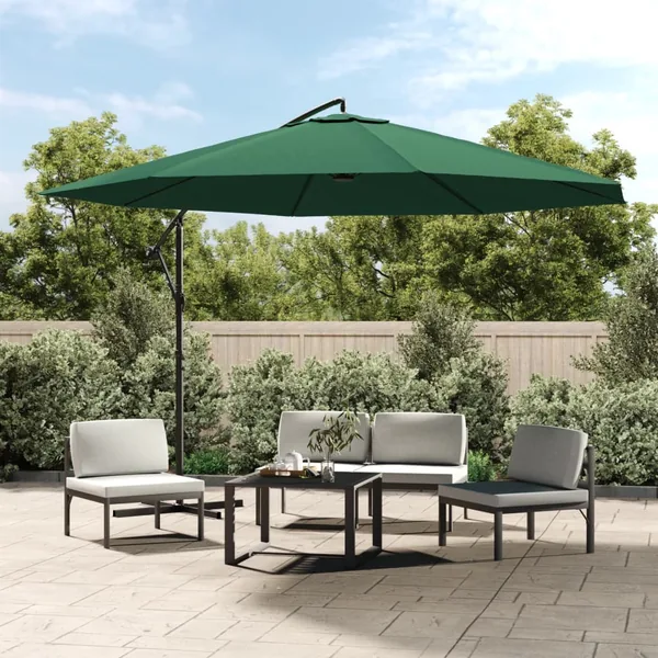 Parasol de jardin en porte-à-faux 3,5 m vert