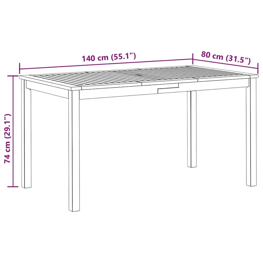 Table de jardin 140x80x74 cm Bois d'acacia massif - 11