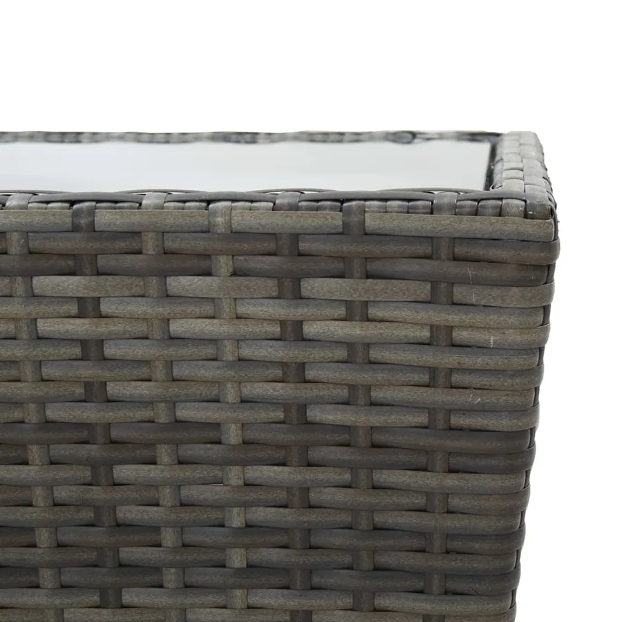 Ensemble de bistro 3 pcs Résine tressée et verre trempé Gris - 13