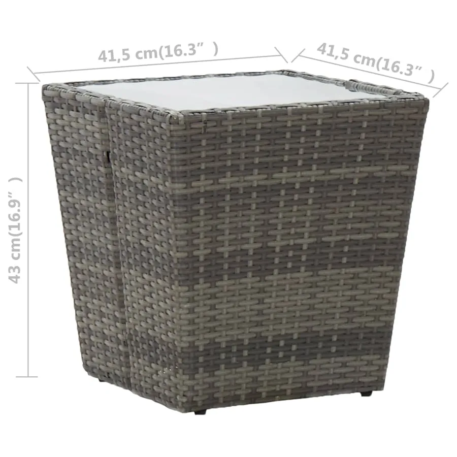 Ensemble de bistro 3 pcs Résine tressée et verre trempé Gris - 15