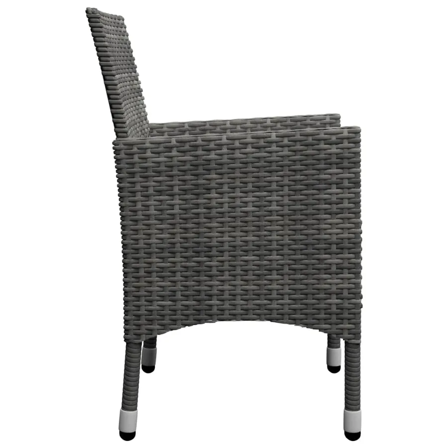 Ensemble de bistro 3 pcs Résine tressée et verre trempé Gris - 8