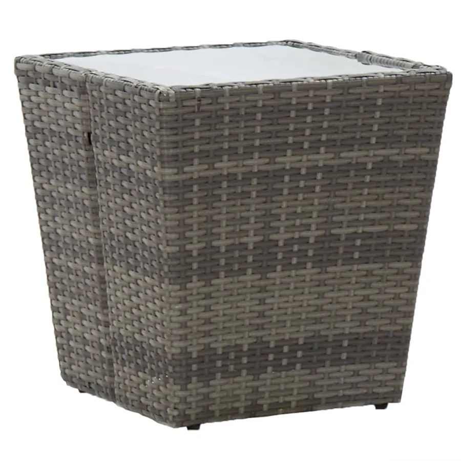 Ensemble de bistro 3 pcs Résine tressée et verre trempé Gris - 9