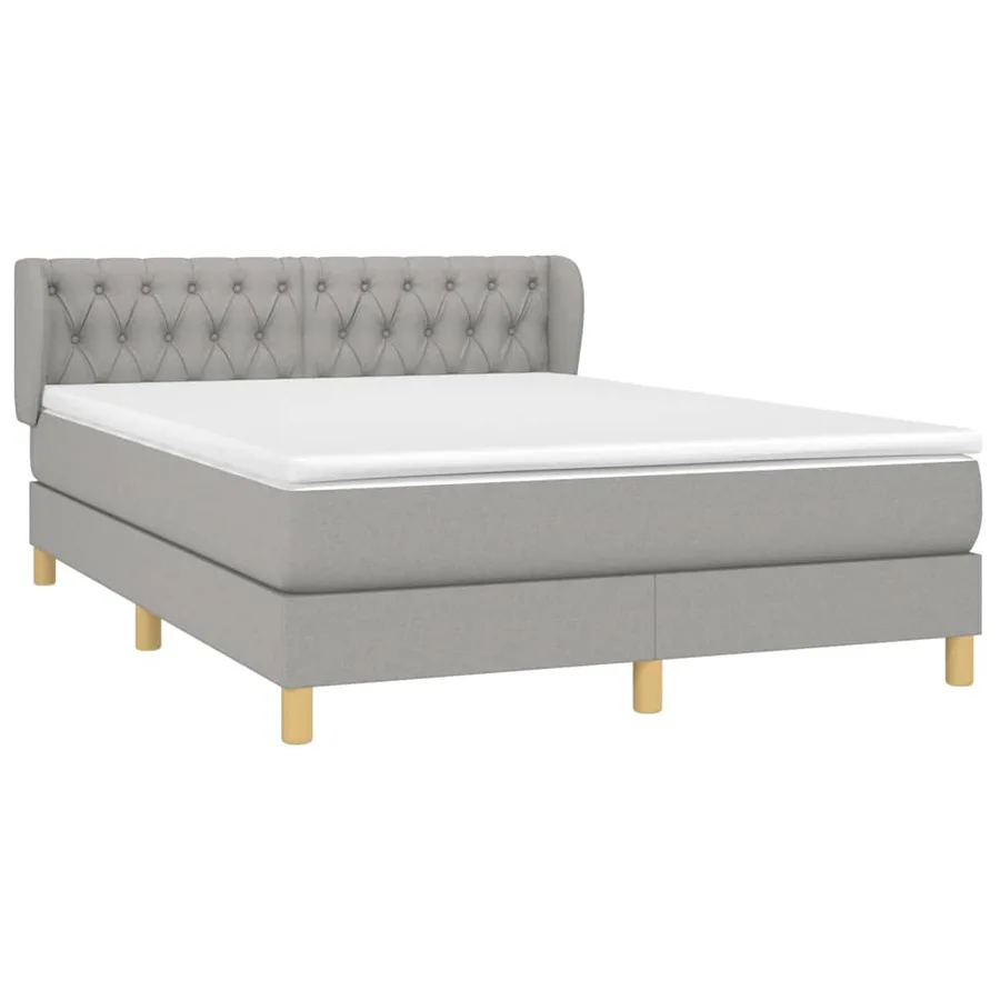 Sommier à lattes de lit avec matelas Gris clair 140x200cm Tissu - 3