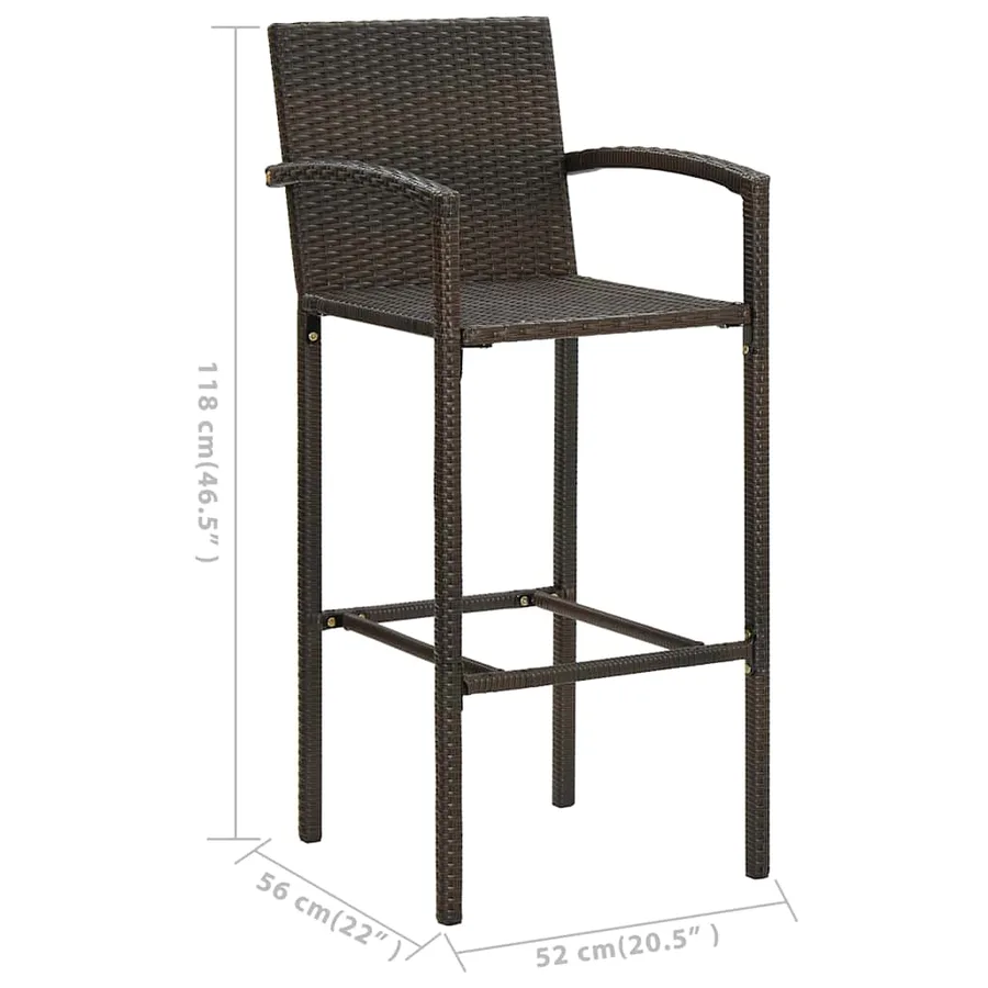 Ensemble de bar de jardin 7 pcs Marron - 11