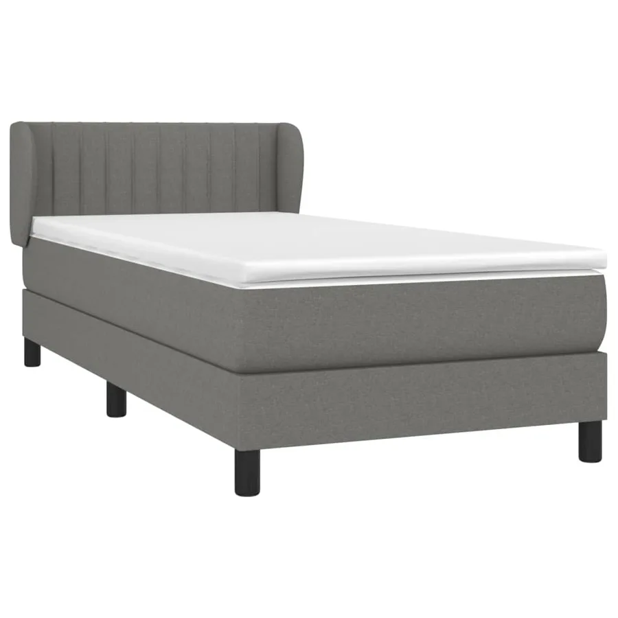 Sommier à lattes de lit et matelas Gris foncé 90x190 cm Tissu - 3