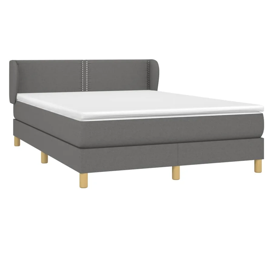 Sommier à lattes de lit avec matelas Gris foncé 140x190cm Tissu - 3