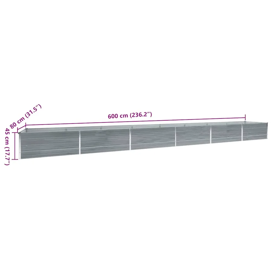 Lit surélevé de jardin Acier galvanisé 600x80x45 cm Gris - 8