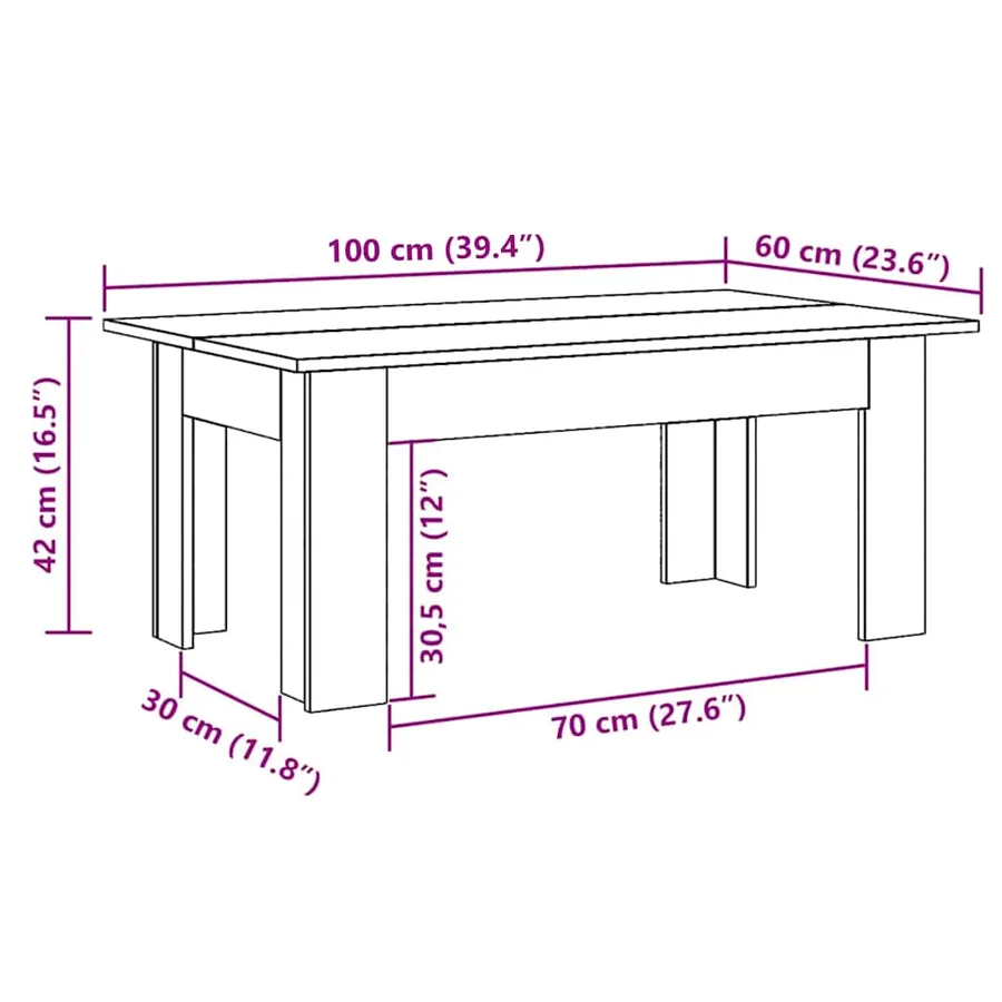 Table basse Gris béton 100x60x42 cm Bois d’ingénierie - 6