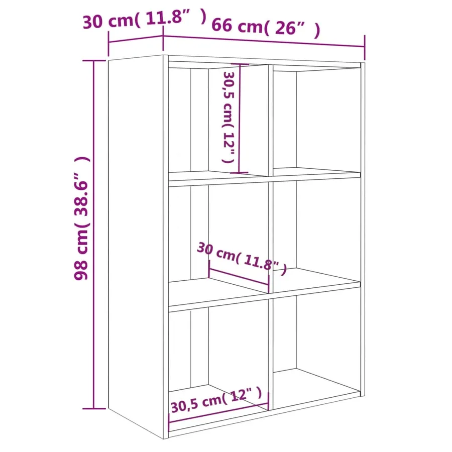 Bibliothèque/Buffet gris béton 66x30x98 cm bois d'ingénierie - 12