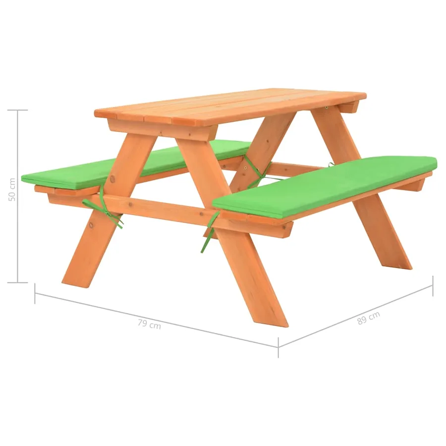 Table de pique-nique pour enfants avec bancs 89x79x50 cm Sapin - 6