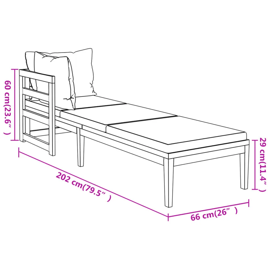 Salon de jardin 3 pcs avec coussins blanc crème Bois d'acacia - 12