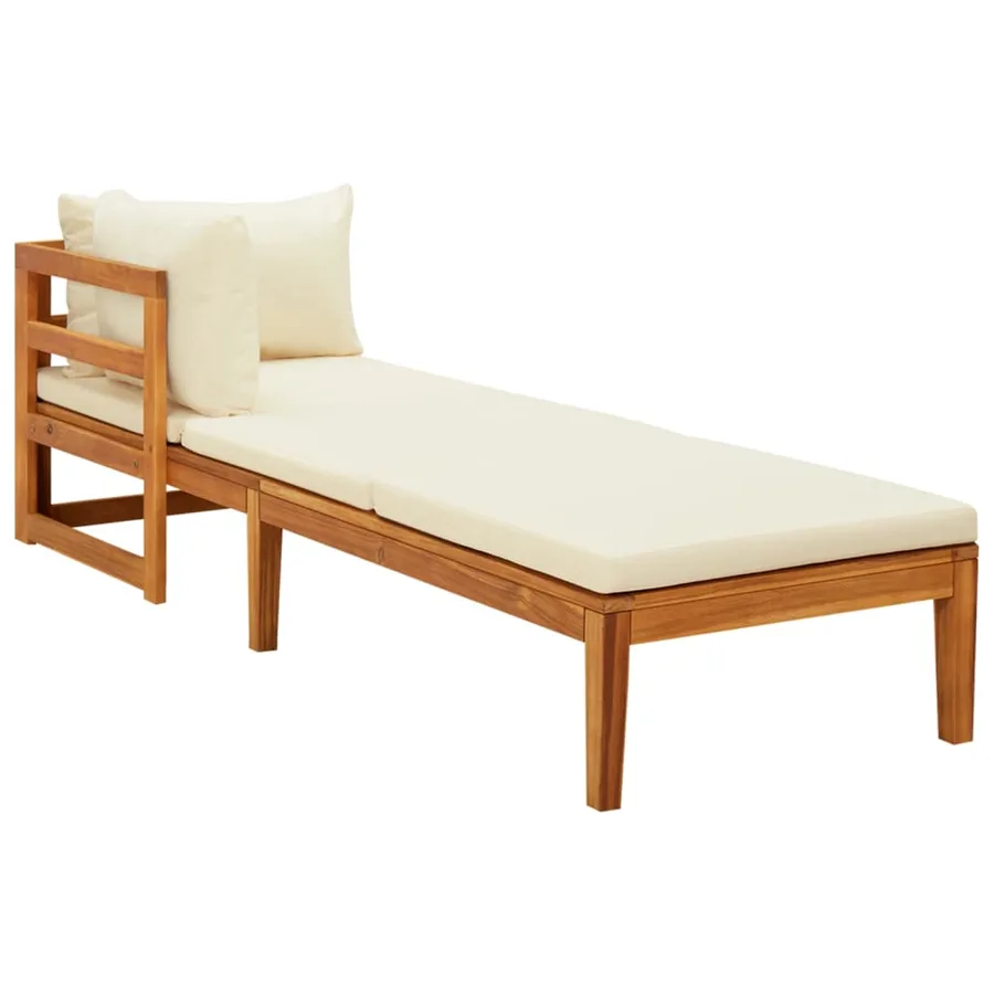 Salon de jardin 3 pcs avec coussins blanc crème Bois d'acacia - 6