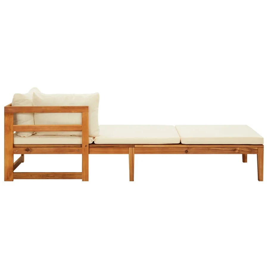 Salon de jardin 3 pcs avec coussins blanc crème Bois d'acacia - 7