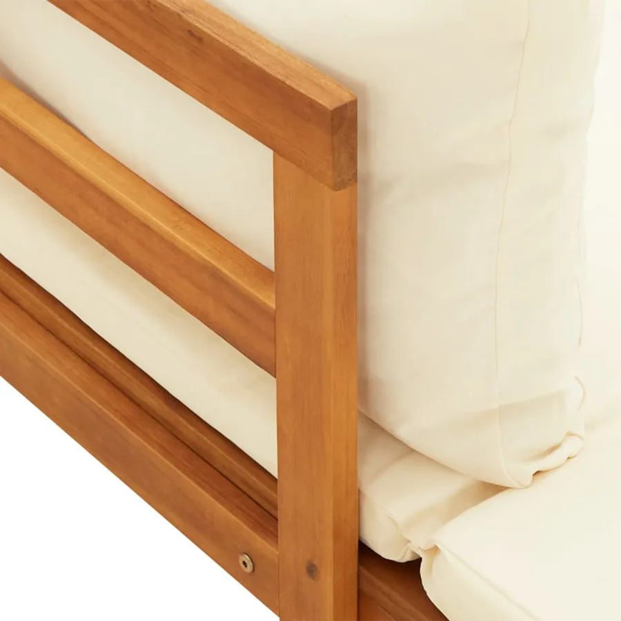 Salon de jardin 3 pcs avec coussins blanc crème Bois d'acacia - 8