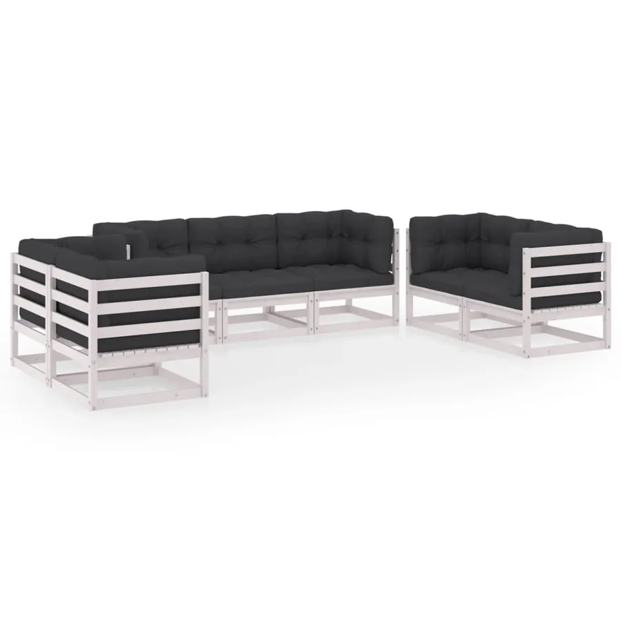 Salon de jardin 7 pcs avec coussins Bois de pin massif - 2