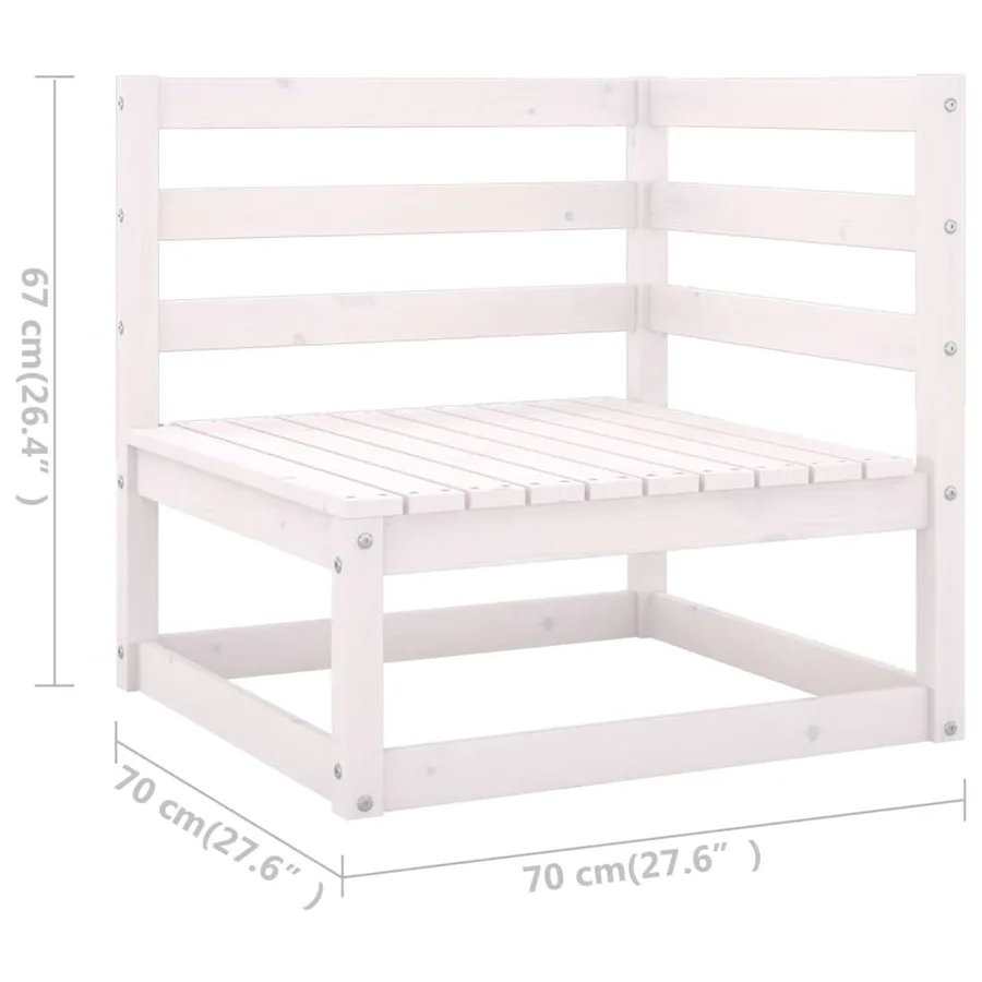 Salon de jardin 7 pcs avec coussins blanc bois de pin massif - 10