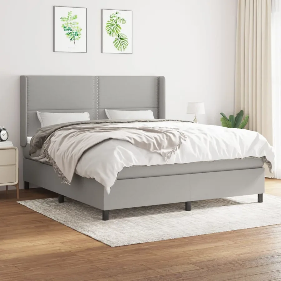 Sommier à lattes de lit avec matelas Gris clair 180x200cm Tissu