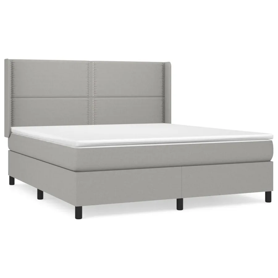 Sommier à lattes de lit avec matelas Gris clair 180x200cm Tissu - 2