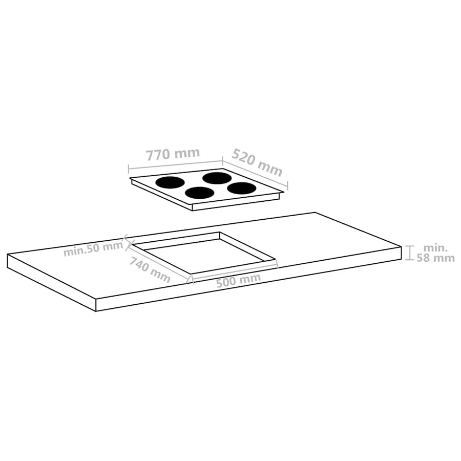 Plaque de cuisson à induction 4 brûleurs Verre 77 cm 7000 W - 4