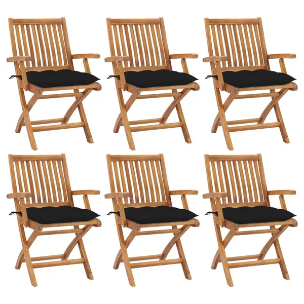 Chaises pliables de jardin avec coussins lot de 6 Bois de teck