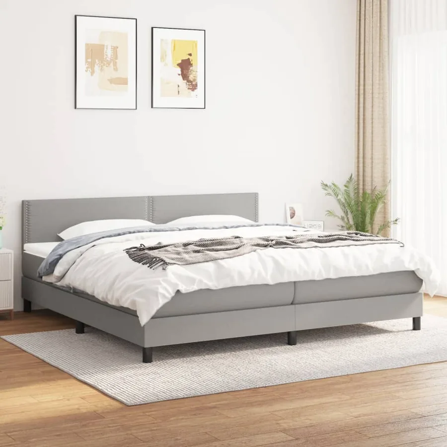 Sommier à lattes de lit avec matelas Gris clair 180x200cm Tissu