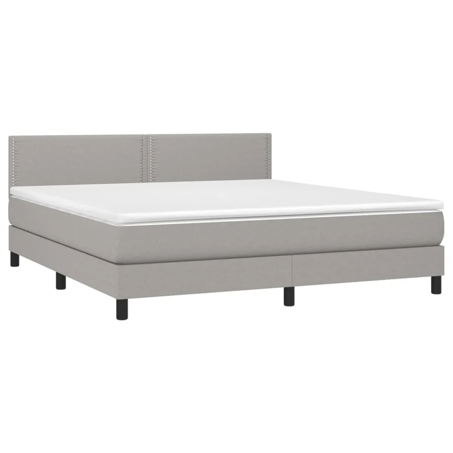 Sommier à lattes de lit avec matelas Gris clair 180x200cm Tissu - 3